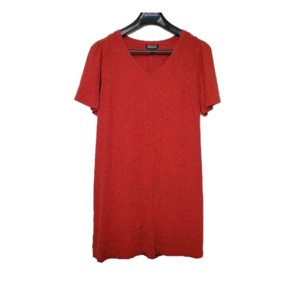 Nicole Miller Dresses & Skirts - Nicole Miller Cherry Red Linen Blend Tunic Size Large Floral Shirt Dress